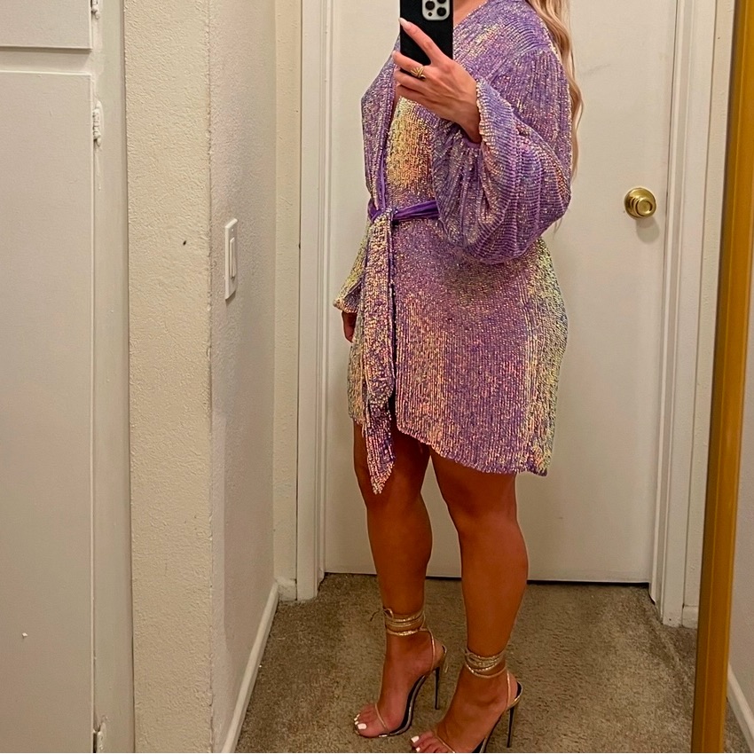 Retrofete Gabrielle Sequin Robe Dress In Purple Worn Twice In Great Condition